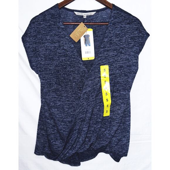 NWT Rachel Roy Women's Small Heather Navy Blue Faux Wrap Top - Picture 1 of 4